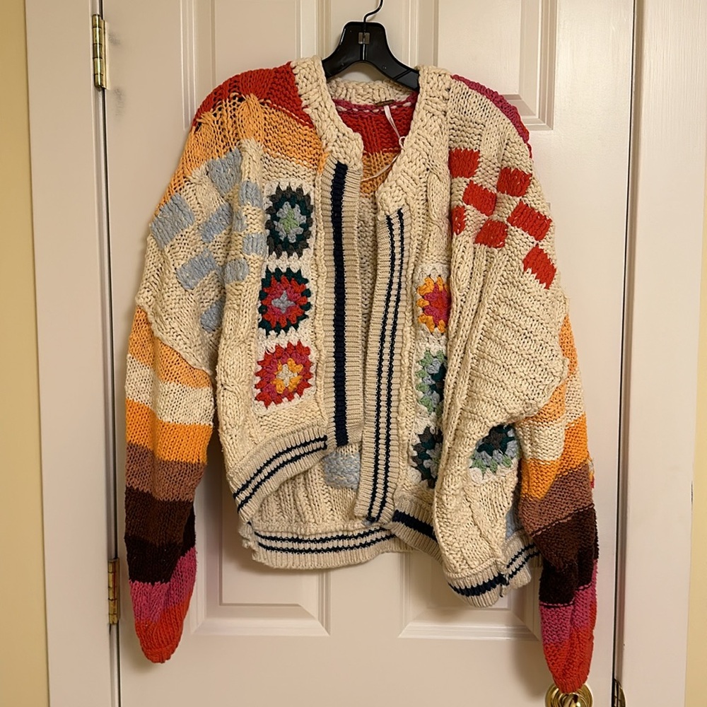 Free People Clear Skies Cardi in Cream Combo - Picture 5 of 9